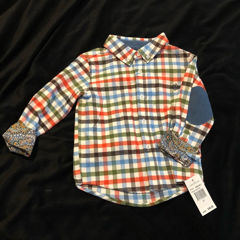 Andy & Evan Boys Check Dress Shirt NWT